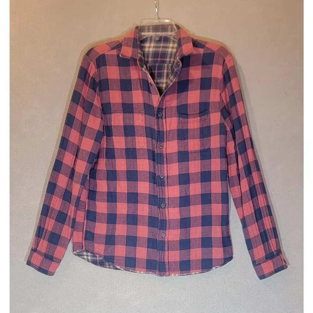 Faherty Reversible Stretch Blanket Shirt Flannel Button Up Men Small